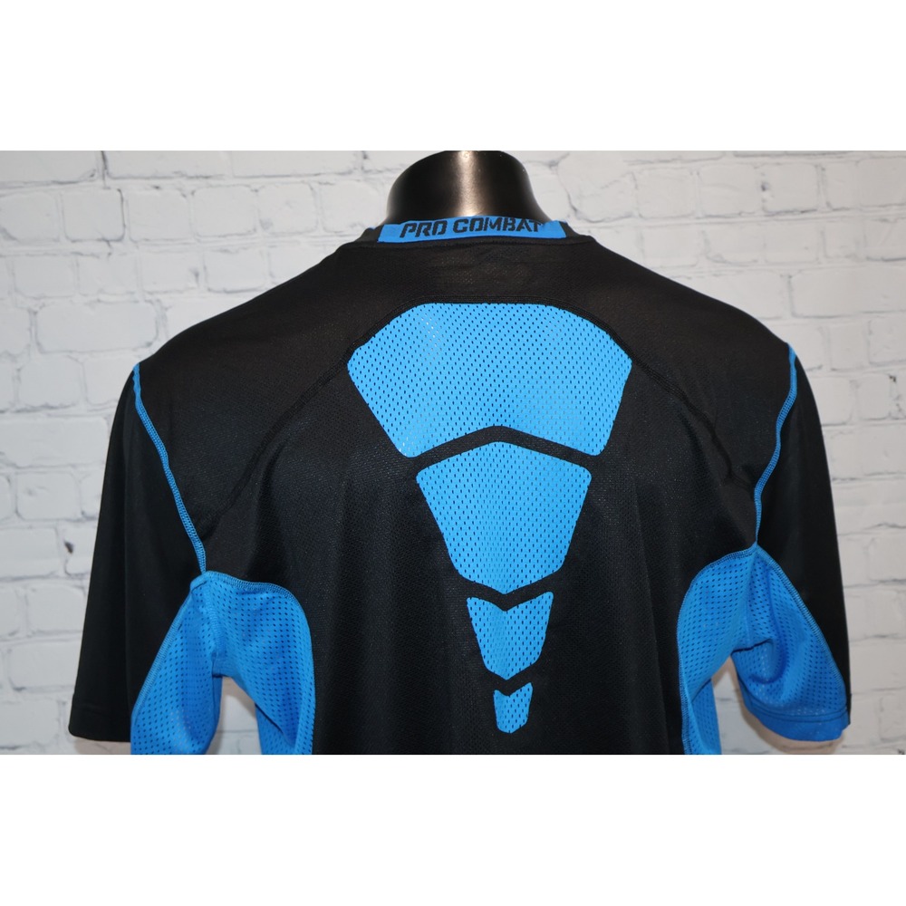 Nike Pro Combat Gym Shirt Mens XXL Black Blue Workout Dri-Fit Fitted Training